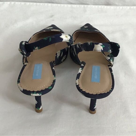 Draper James Denim Willow Slingback Heels Navy Floral Magnolia Shoes Size 9 - Picture 4 of 13